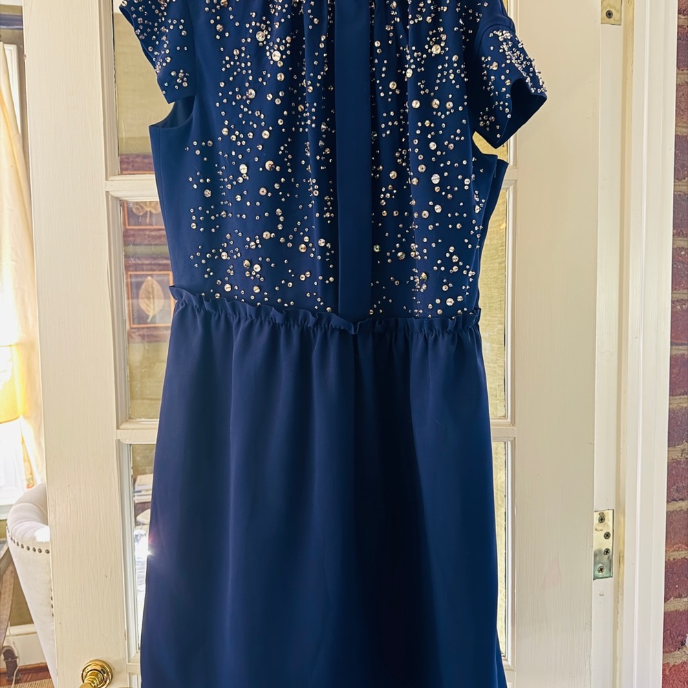 (NWT) Exquisite Dice Kayek Cocktail Dress w/ Crystal Bodice (Indigo, size 6)